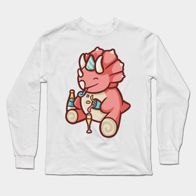 Party triceratops, dino, dinosaur Long Sleeve T-Shirt by hugadino